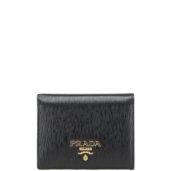 Prada Handbags - Prada Vitello Move Bifold Wallet 1MV204 Black Leather Women's PRADA